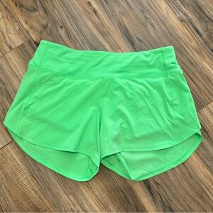Lululemon Speed Up Mid Rise 4” Neon Green Women's Athletic Shorts sz8